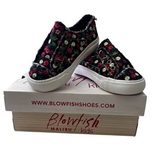 Blowfish Malibu Black Cherry Daze Canvas Kids Slip-On Sneakers Size 7